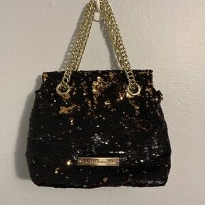 BCBGeneration Black and Gold Sequin Tote Bag